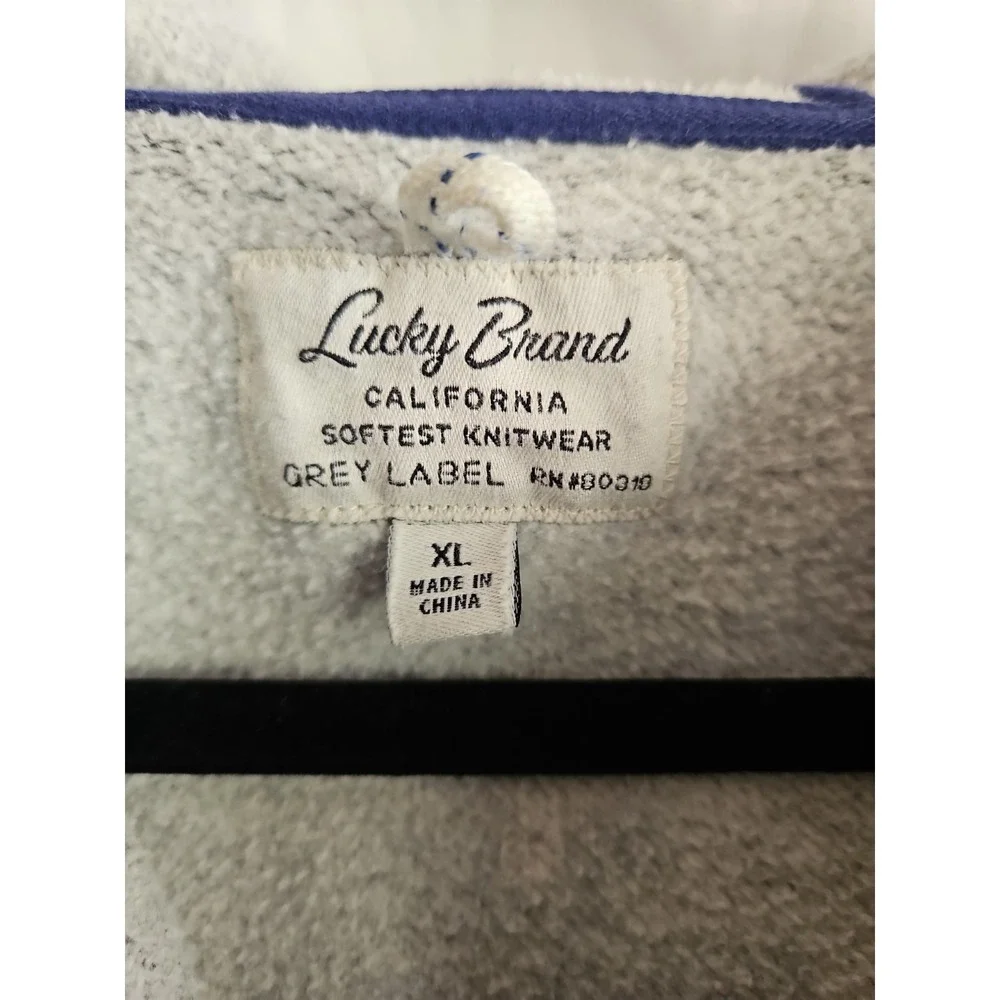 Lucky Brand Grey Label Men's XL Full Zip Hoodie Mixed Media Gray Jacket